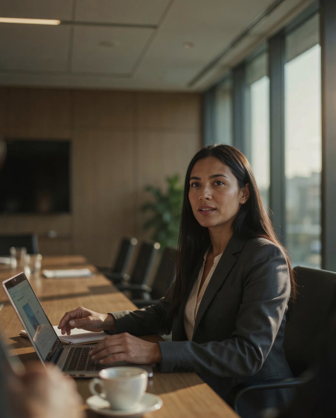 Governance professional planning a schedule on a laptop at a desk
